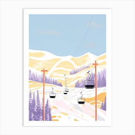 Park City Mountain Resort   Utah, Usa, Ski Resort Pastel Colours Illustration 0 Art Print