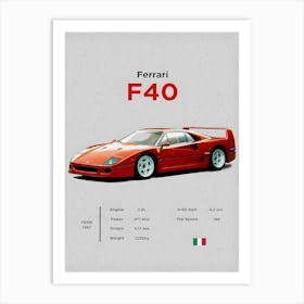 Ferrari F40 Art Print