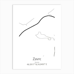 Zavrc,Slovenia Minimalist Map Art Print