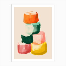 Stacked Minimalist Jelly Gouache Painting Art Print