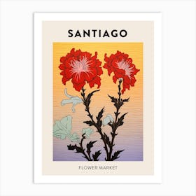 Santiago Chile Botanical Flower Market Poster Art Print