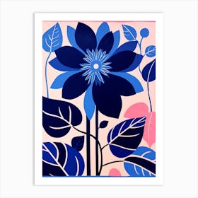 Blue Flower Illustration Poinsettia Art Print