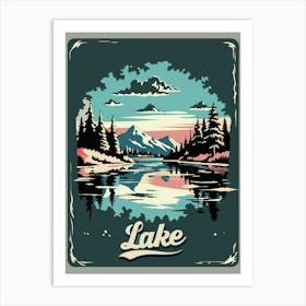 Vintage Lake Sign Art Print