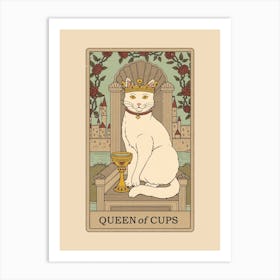 Queen Of Cups   Cats Tarot Art Print