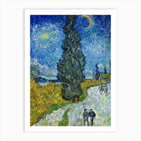 Vincent van Gogh, Country Road in Provence by Night, 1890 | HD Remastered Immaculate Vibrant 1 Art Print