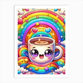 Kawaii Coffee 1 Art Print