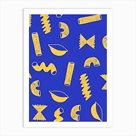 Yellow And Blue Pasta Pattern Art Print