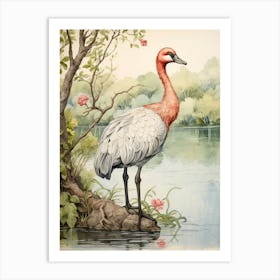 Storybook Animal Watercolour Flamingo 2 Art Print