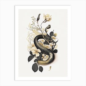 Water Moccasin 1 Snake Gold And Black Art Print