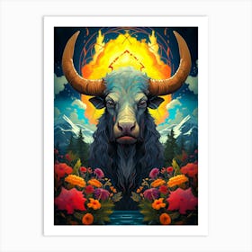 Horned Bull Art Print