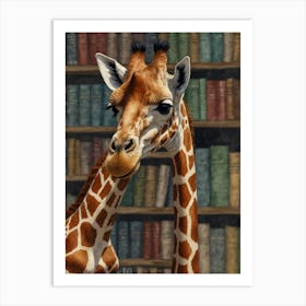 Giraffes In The Library Art Print