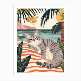 American Shorthair Cat Storybook Illustration 4 Art Print