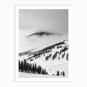 Mount Buller, Australia Black And White Skiing Poster Art Print