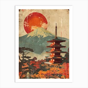 Mount Fuji Skyline Mid Century Modern Art Print