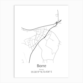 Borre,Norway Minimalist Map Art Print