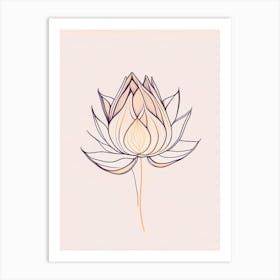 Sacred Lotus Minimal Line Drawing 1 Art Print