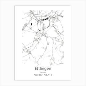 Ettlingen,Germany Minimalist Map Art Print