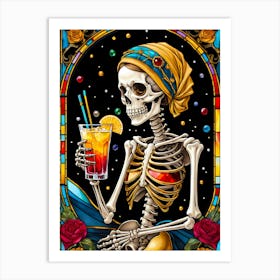 Skeleton Cocktail Art Print