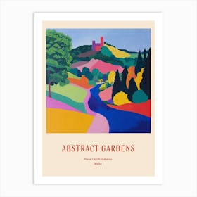 Colourful Gardens Powis Castle Gardens Wales 1 Red Poster Art Print