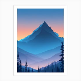 Misty Mountains Vertical Composition In Blue Tone 213 Art Print