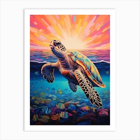 Paint Splash Sea Turtle 3 Art Print