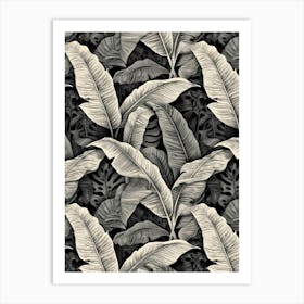 Black And White Tropical Leaves Art Print