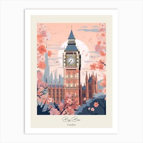 Big Ben, London   Cute Botanical Illustration Travel 4 Poster Art Print