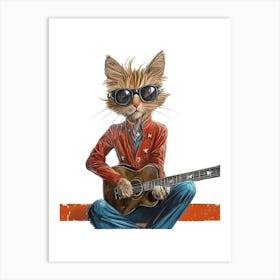 Cat With Guitar Art Print