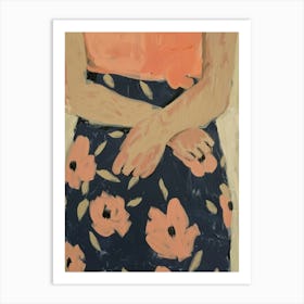 Woman In A Floral Dress 1 Art Print