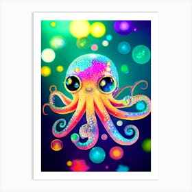 Neon Octopus Art Print