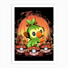 Grookey Spooky Night - Pokemon Halloween Art Print