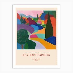 Colourful Gardens Giverny Gardens France 4 Red Poster Art Print