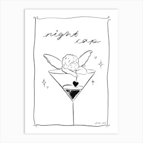 Night Cap Cherub Martini Art Print
