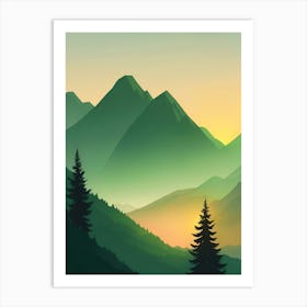 Misty Mountains Vertical Composition In Green Tone 46 Art Print