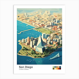 San Diego, Usa, Geometric Illustration 1 Poster Art Print