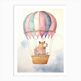 Baby Capybara 5 In A Hot Air Balloon Art Print