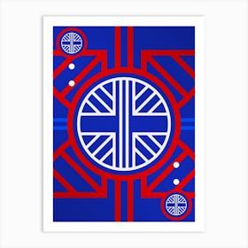 Geometric Abstract Glyph in White on Red and Blue Array n.0010 Art Print