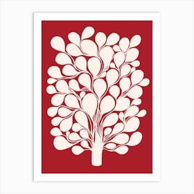 Beige Tree On Red Art Print