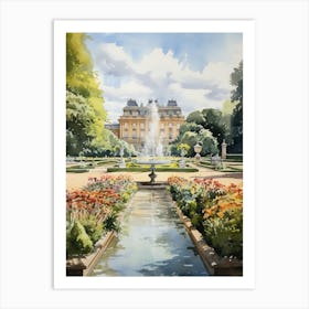 Versailles Gardens France Watercolour Painting 4  Art Print