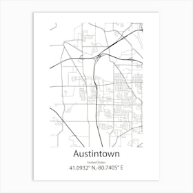 Austintown,United States Minimalist Map 1 Art Print