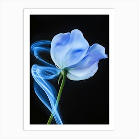 Blue Flower With Smoke Art Print