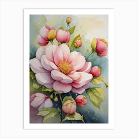 Watercolor Of Pink Flowers 1 Art Print