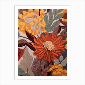 Fall Botanicals Zinnia 2 Art Print