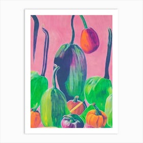 Butternut Squash Risograph Retro Poster vegetable Art Print