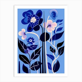 Blue Flower Illustration Monkey Orchid 2 Art Print