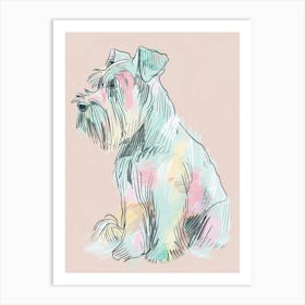 Pastel Sealyham Terrier Dog Line Illustration 2 Art Print