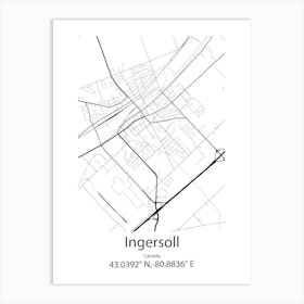 Ingersoll,Canada Minimalist Map Art Print