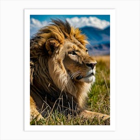 Lion In The Grass Art Print