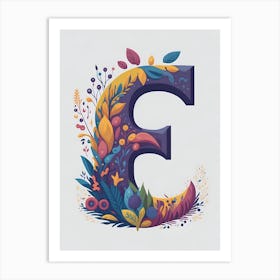 Colorful Letter E Illustration 44 Art Print