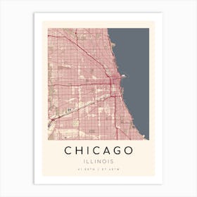 Chicago Map Print - Velazquez style Art Print